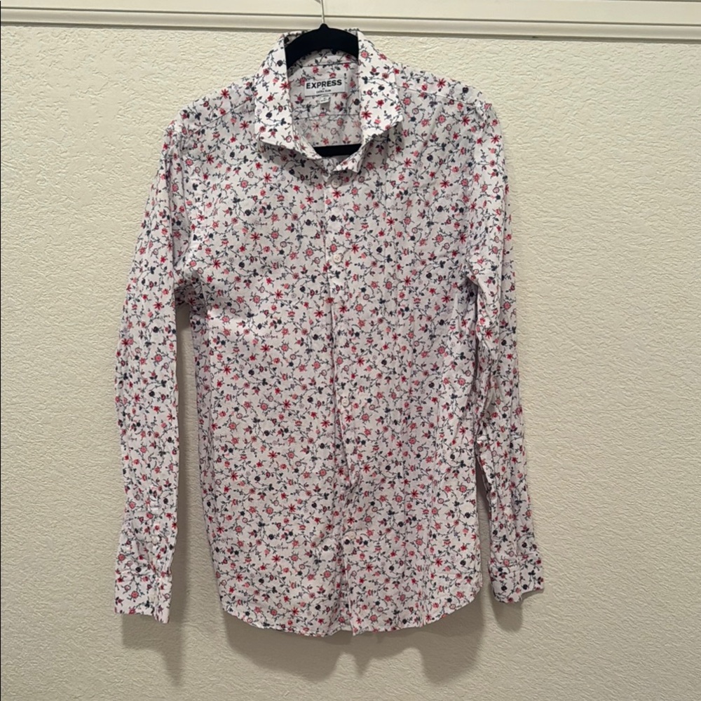 Express Men's Floral White Shirt